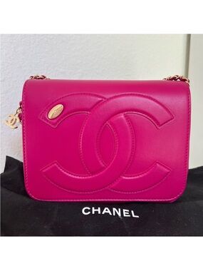 Chanel Lambskin CC Mania Flap Bag in Pink